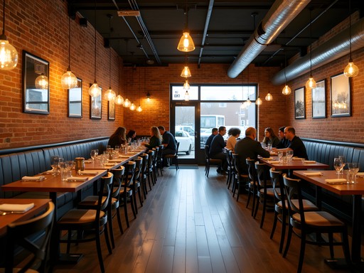 Interior of Respect Is Burning restaurant showing industrial-chic decor in converted warehouse