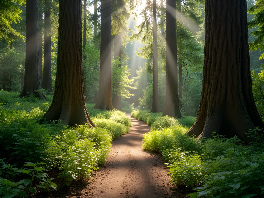 Old-growth forest trail in Point Defiance Park, Tacoma
