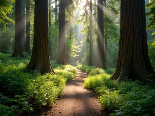 Old-growth forest trail in Point Defiance Park, Tacoma