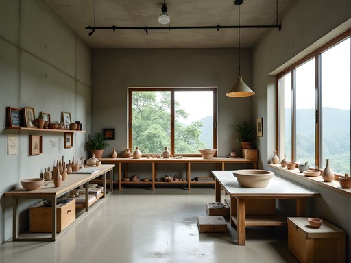 Artist workshop in a repurposed building at Shen Ji New Village in Taichung