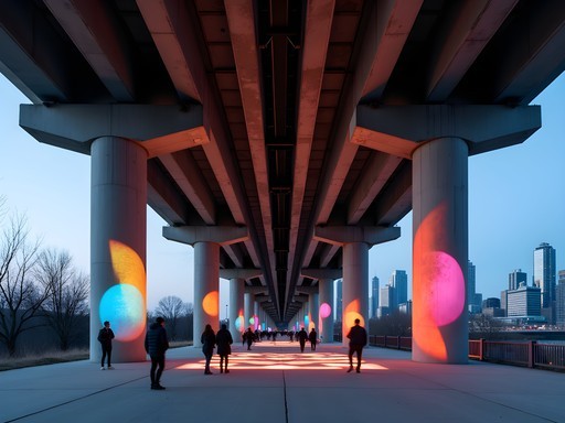 Art installation under Toronto's Gardiner Expressway at The Bentway urban space