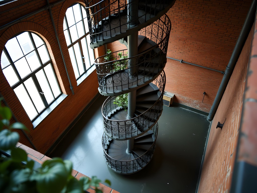 Ornate spiral cast iron Victorian staircase in Toronto's 401 Richmond building