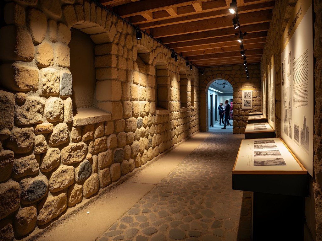 Archaeological excavation showing medieval street level beneath modern Turku with layers of history visible