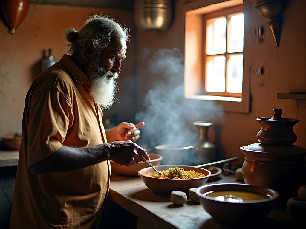 Traditional Rajasthani dal baati churma being prepared in hidden family kitchen in Udaipur
