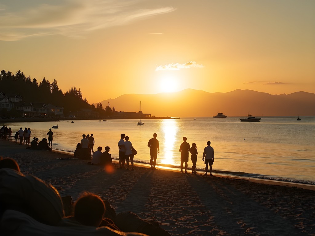 Sunset view over English Bay from Vancouver's West End neighborhood