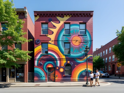 Colorful street art mural in Mount Pleasant neighborhood of Vancouver