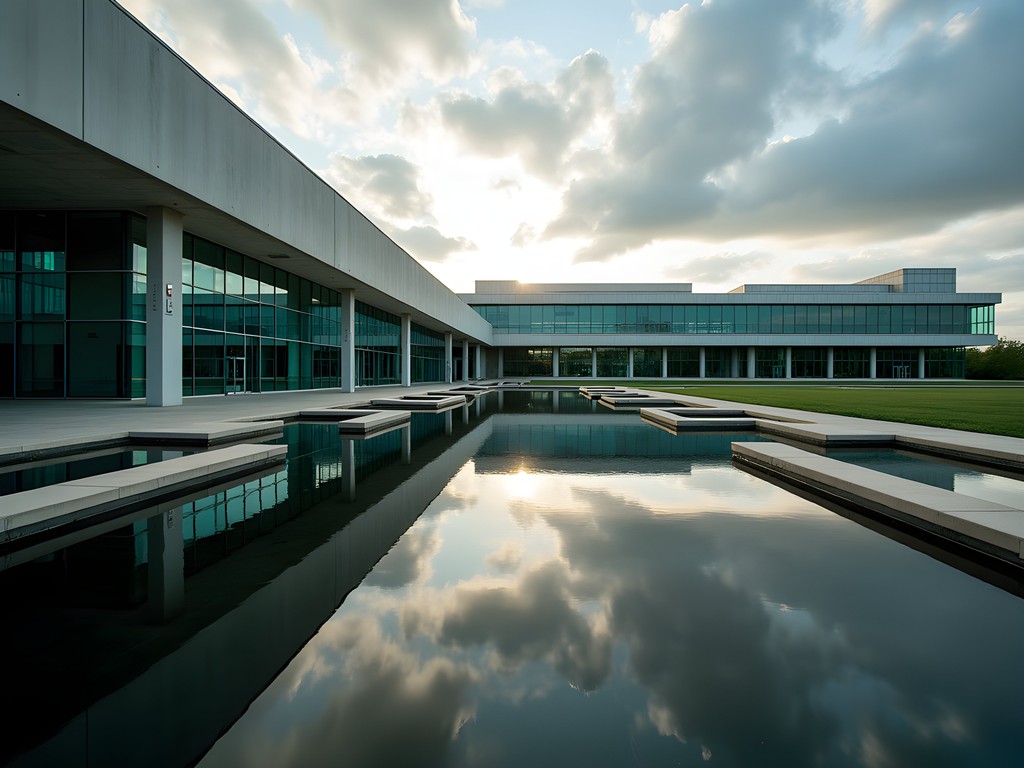 GM Technical Center modernist architecture with reflecting pool in Warren Michigan