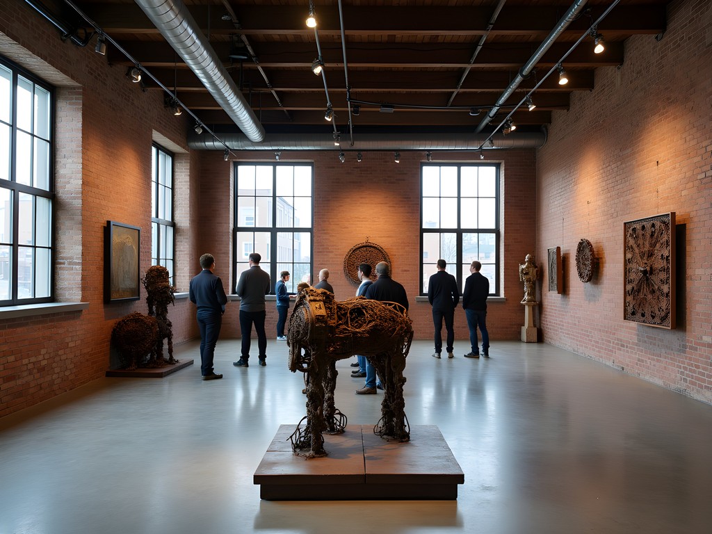 Industrial art exhibition in repurposed factory space in Warren Michigan