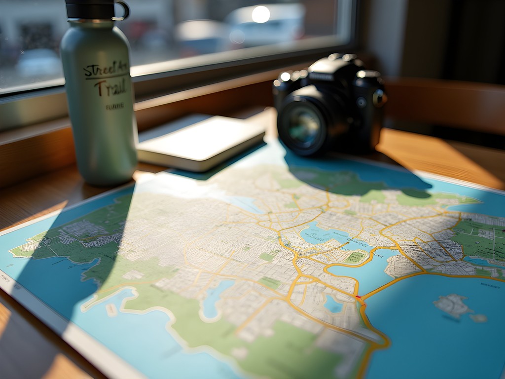 Woman preparing for Wellington street art tour with map and camera