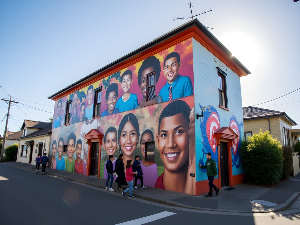 Community mural in Te Aro neighborhood of Wellington