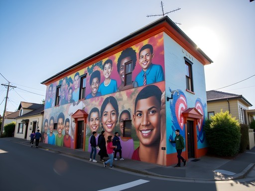 Community mural in Te Aro neighborhood of Wellington