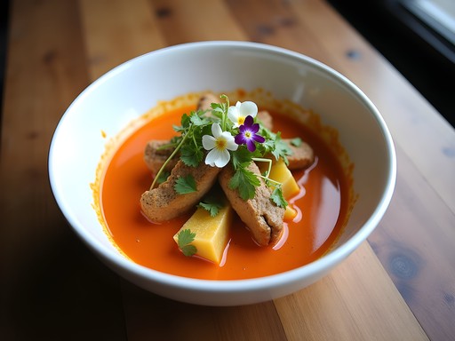 Colorful Thai-American fusion dish from Basil restaurant in Williston with local ingredients